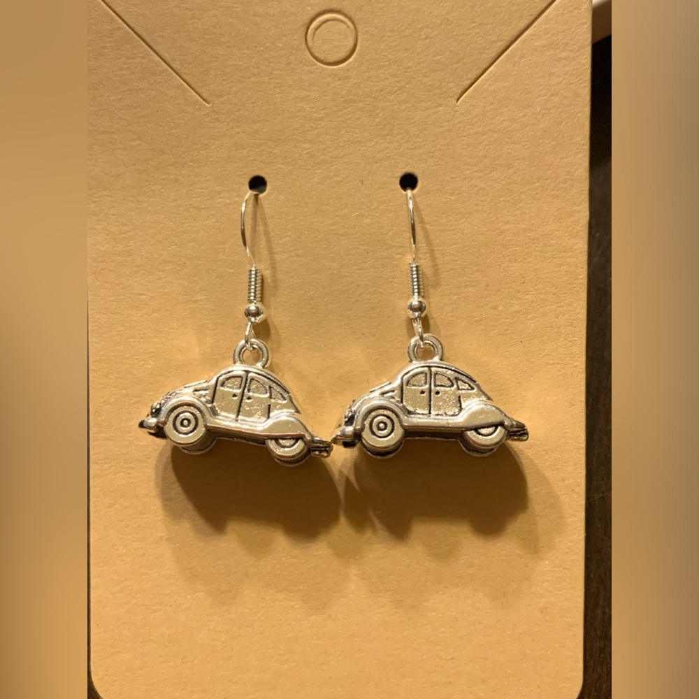 Silver VW Beetle Earrings NWT